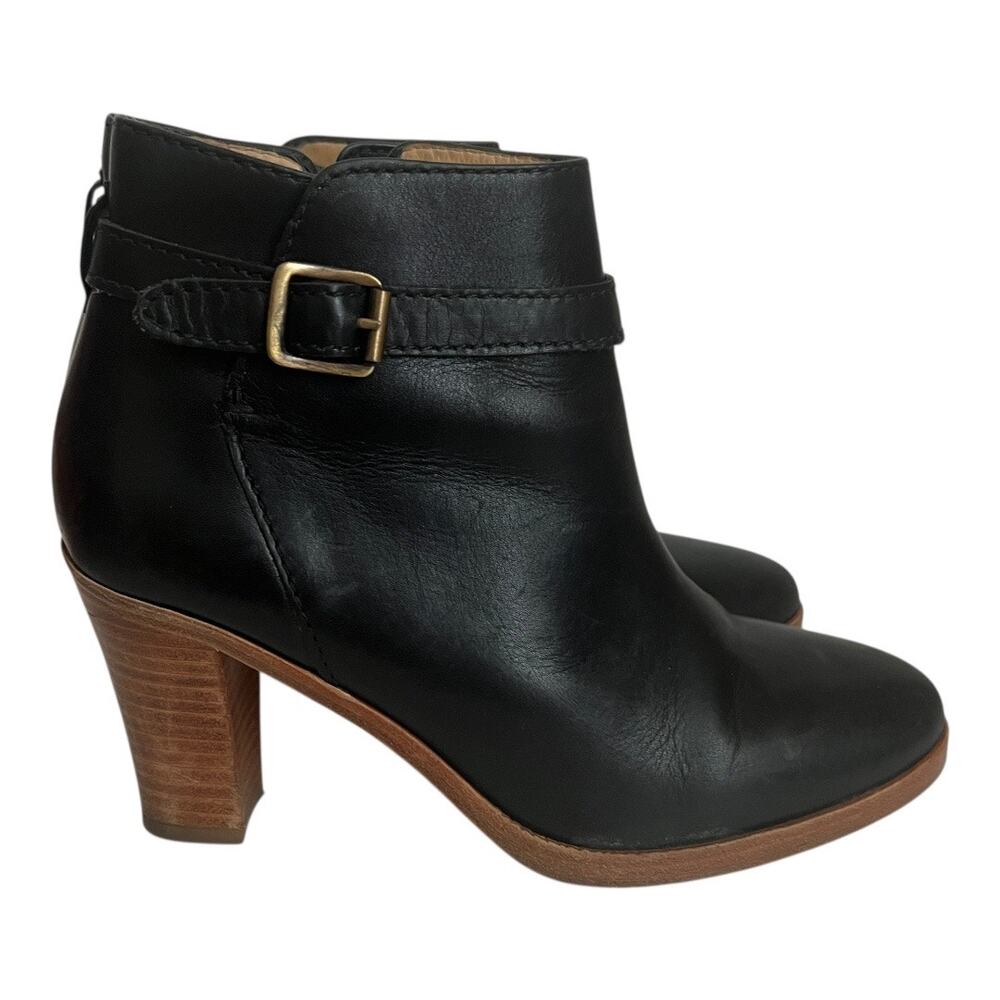 A.P.C. Black Buckle Heeled Ankle Boots Size 37